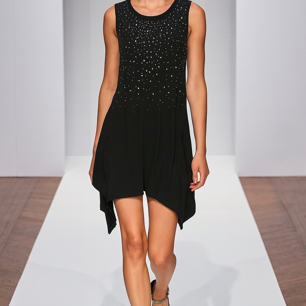 The Cutest Black Rhinestone T-shirt/dress, Belldini Brand